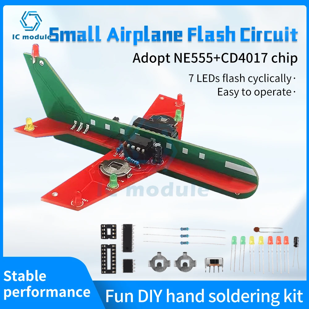 

Electronic Small Airplane Flash Circuit Led Flow Light Circuit Making Kit Diy Welding Practice Part