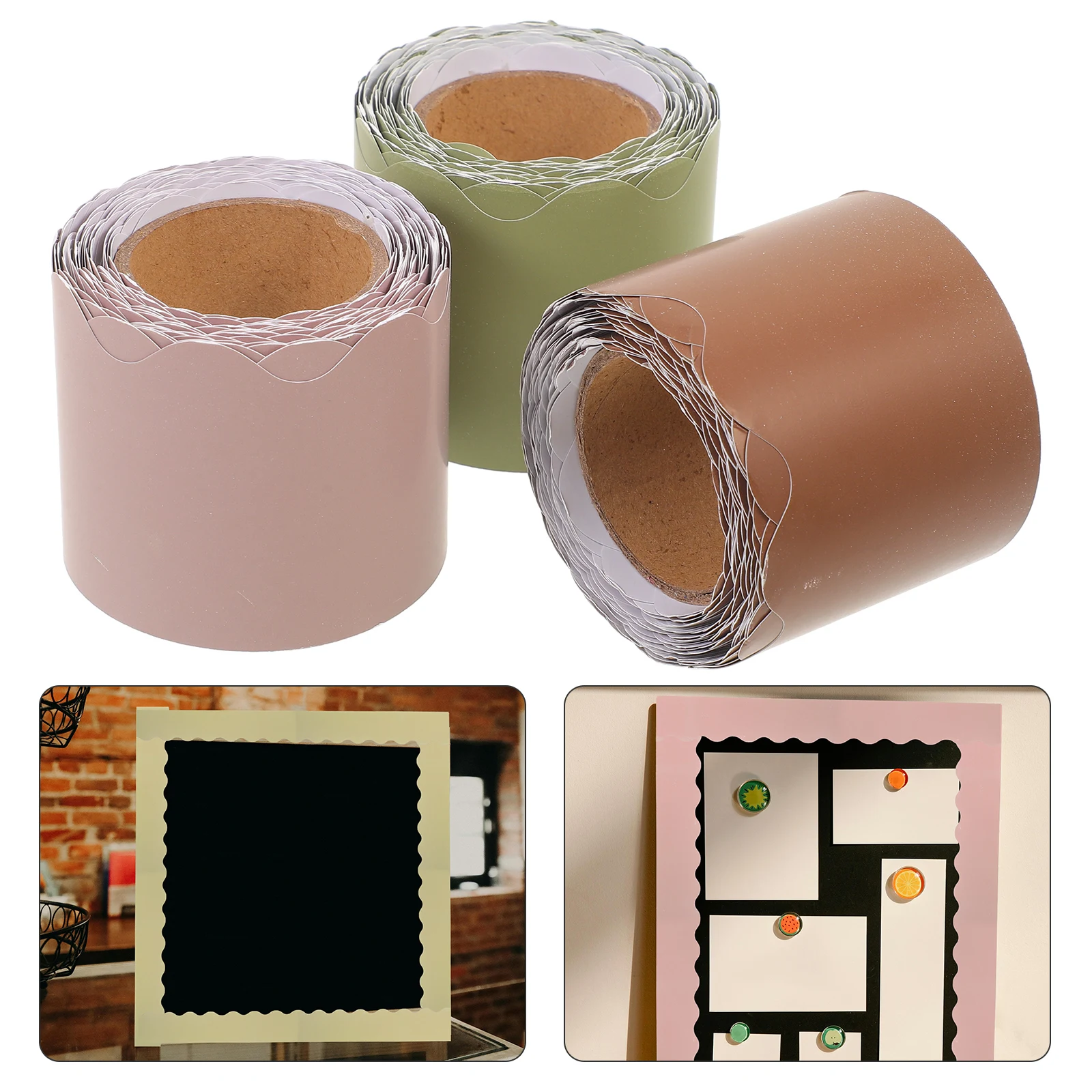 

3 Rolls Bulletin Boards Border Paper of Classroom Decor Wavy Decorations Trim for