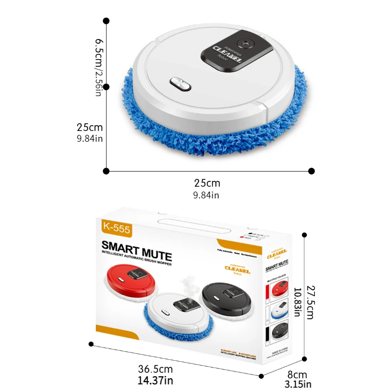 Smart Robotic Mop - Auto Wet/Dry Mopping with Humidifier Function for Hard Floors - Effortless Cleaning for Home & Office