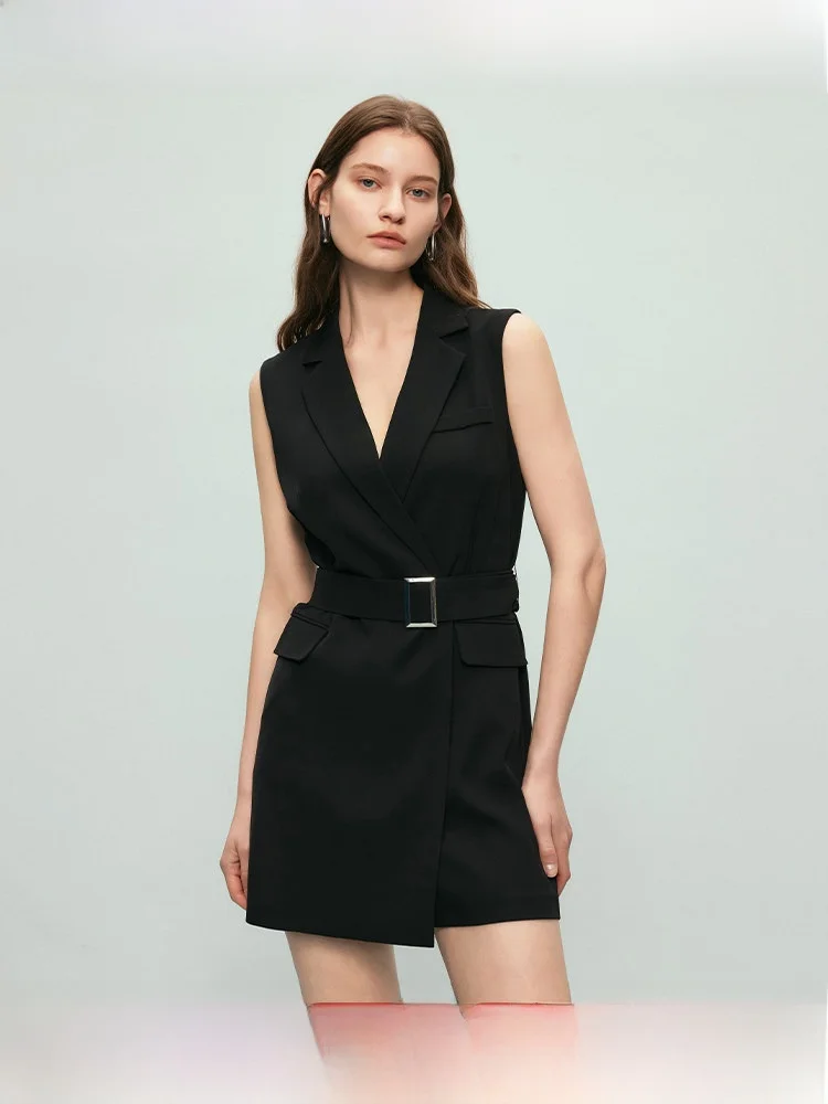 

Ylle Elly Ele Простой цельный костюм для весеннего офисного образа: брюки с высокой талией, поясом и широкими штанинами