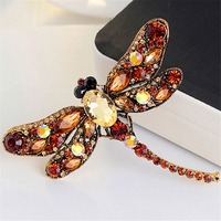 Retro Crystal Rhinestone Dragonfly Brooches For Women Dress Scarf Brooch Pins Jewelry Accessories Cute Gift Insect Multicolor