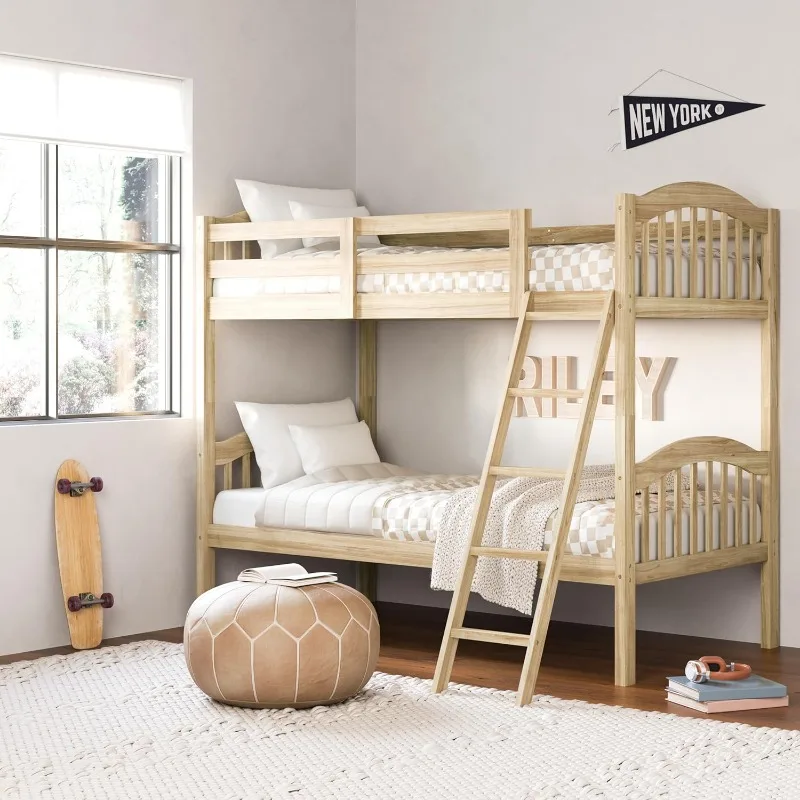 Twin Bunk Bed (Natural) - GREENGUARD Gold Certified, Converts to 2 Individual Twin beds