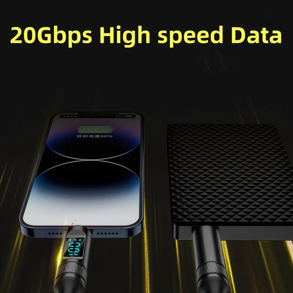 0.2m USB C 100W Digital Display PD Fast Charging Cable USB3.2 Type-C 20Gbps Data 8K Video Sync for Laptop Mobile Phone Tablet image 3