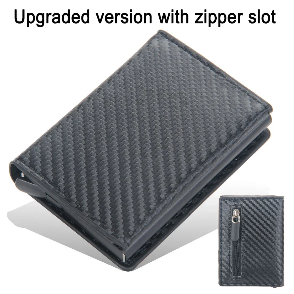 2024 Magnet Anti Rfid Blocking ID Credit Card Holder Case for Men Leather ID Bank Wallets with Magnetic Buckle Closer Cardholder