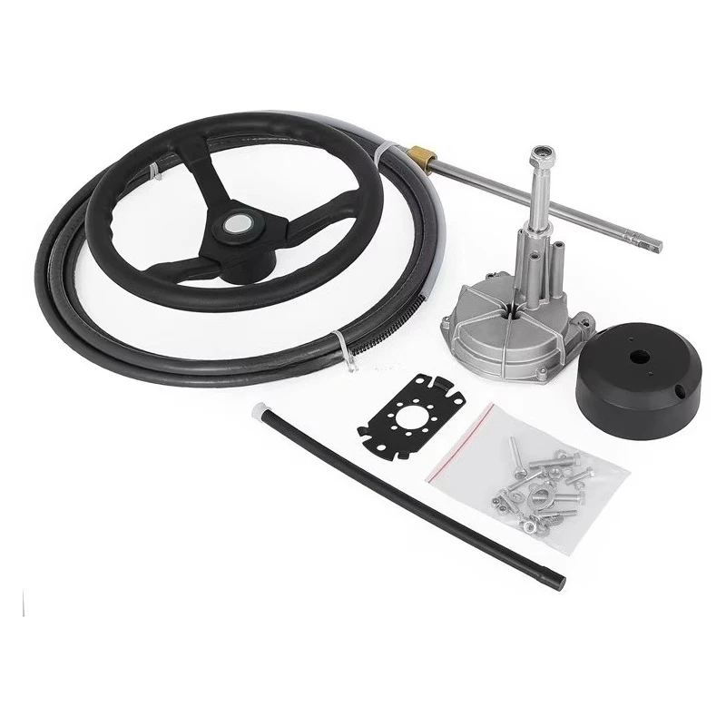

ALASTIN Marine Outboard Steering System 12 Feet Boat Steering Cables With 13.5 Inch Steering Wheel
