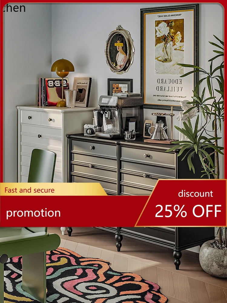 

ZMLsolid wood eight-bucket cabinet living room storage dining side bedroom drawer cabinet