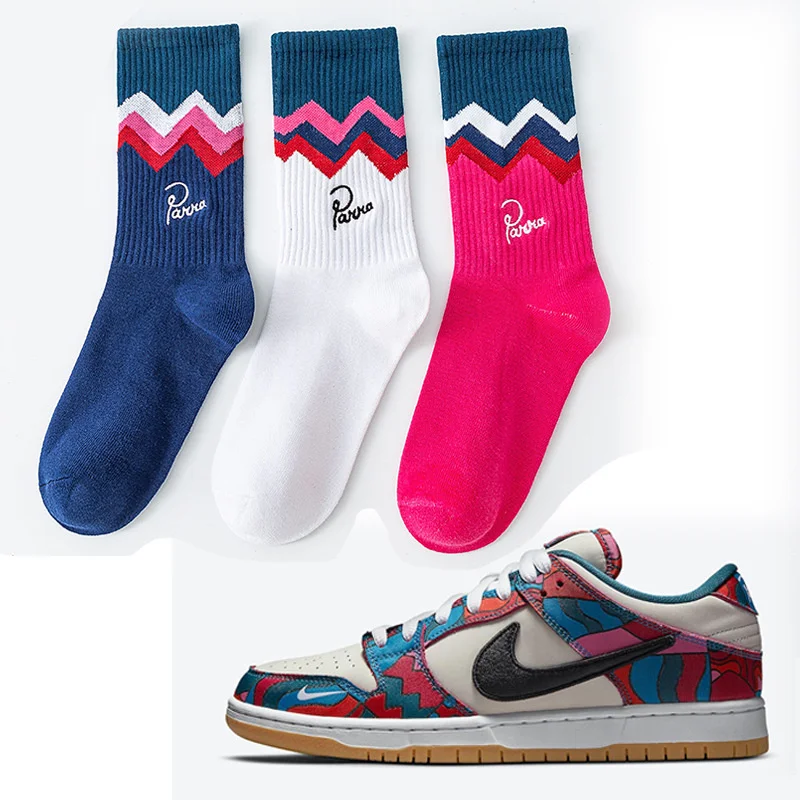 3 Paare/Box Socken Herren Herbst Mode Skateboard Sport Brief Stickerei Liebhaber Weiß/Rot/Blau Trend Hip Hop Baumwolle socken – Detail 10