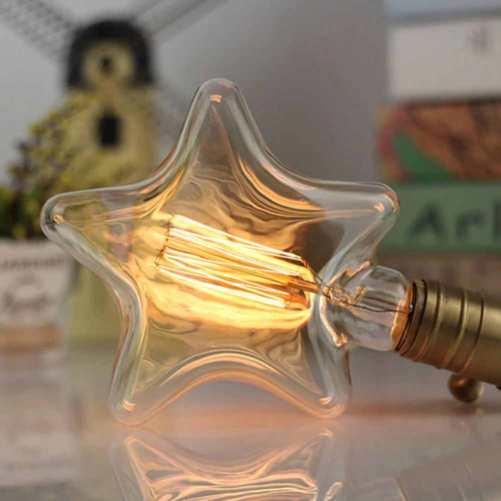 

1Pcs 40W Vintage Star Shaped E27 Light Bulb Decorative Vintage Filament Bulb Warm White Glow for Home Hotel Decor
