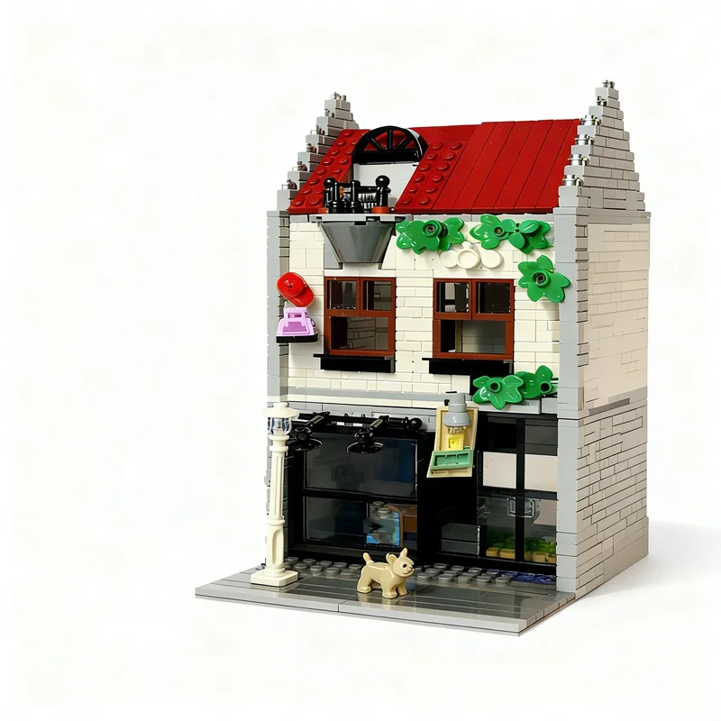 827 Pezzi MOC Paesaggio Urbano Modulare, Modello Studio di Stile, Blocchi da Costruzione Architettonici, Idea Regalo di Natale, Mattoncini Educativi