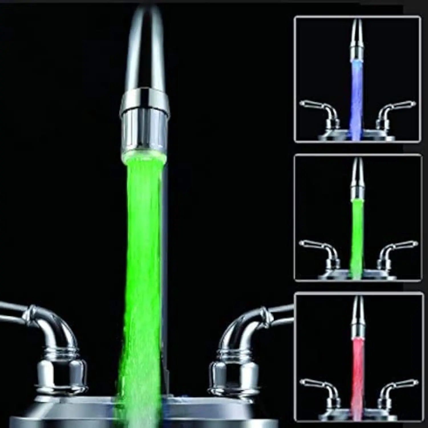 7-Color Change Automatically LED Water Faucet Light Water Stream Color Changing Faucet Tap Sink Faucet for Kitchen and Bathroom