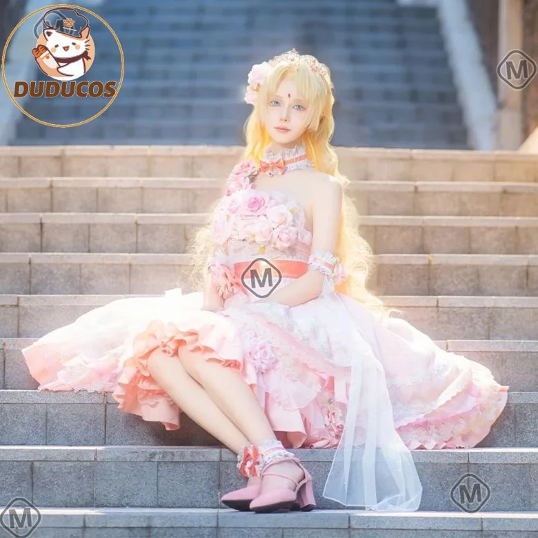 

DUDU-SRSiya Cosplay Costume Anime Who Made Me A Princess Cosplay【S-2XL】Women Pink Lolita Spring Flower Dress Plus Siz