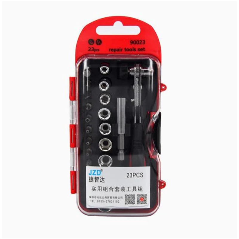 

Jzd Set of Tools 23-Piece Set Ratchet Screwdriver Set T-Shaped Screwdriver Socket Wrench Combination Screwdriver