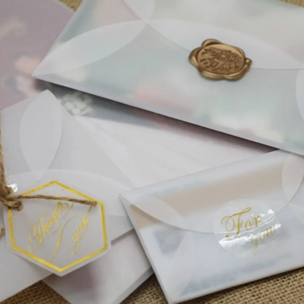 5PCS Closure Transparent Envelope Blank DIY Translucent Paper Envelope Multifunctional Sizes Paper Envelopes Gift Bag