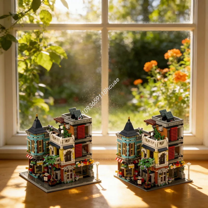 2374개 MOC 크리에이터 S 코너 모듈형 거리 풍경 모델 블록 건축 크리스마스 선물 장난감 교육용 어린이 블록