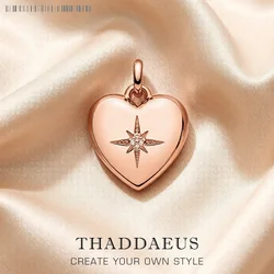 Heart Locket with Star Pendant New Fine Jewelry Europe Accessories 925 Sterling Silver Romantic Gift For Women