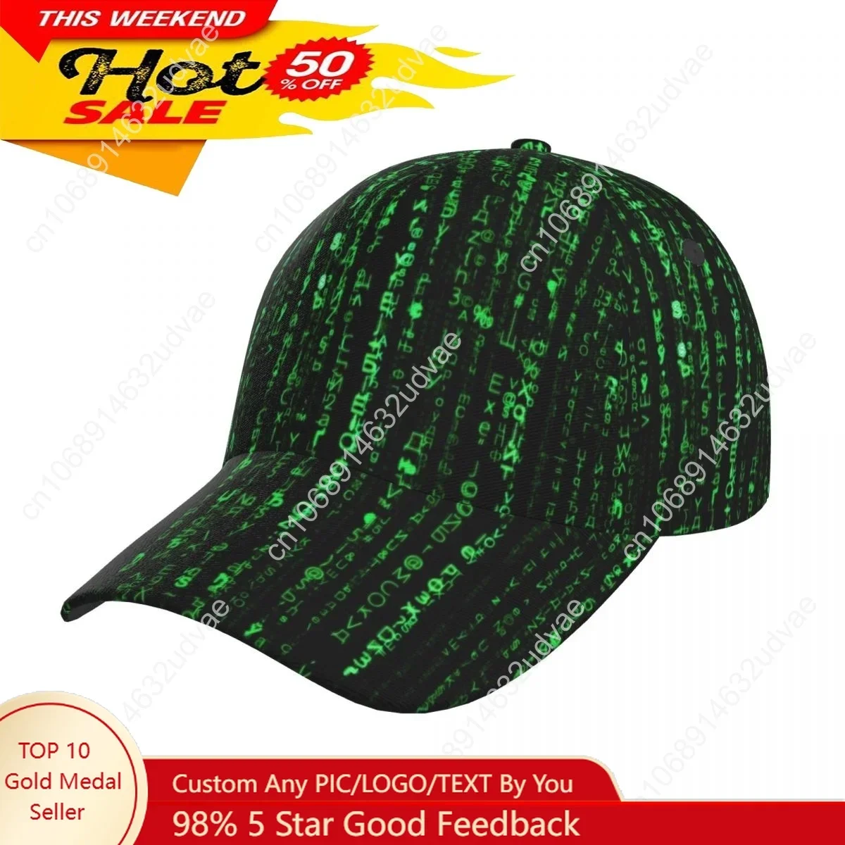 

Green Matrix Outdoor Sport Caps Baseball Hat Men Women Visor Cap Street Hip Hop Caps golf hat men