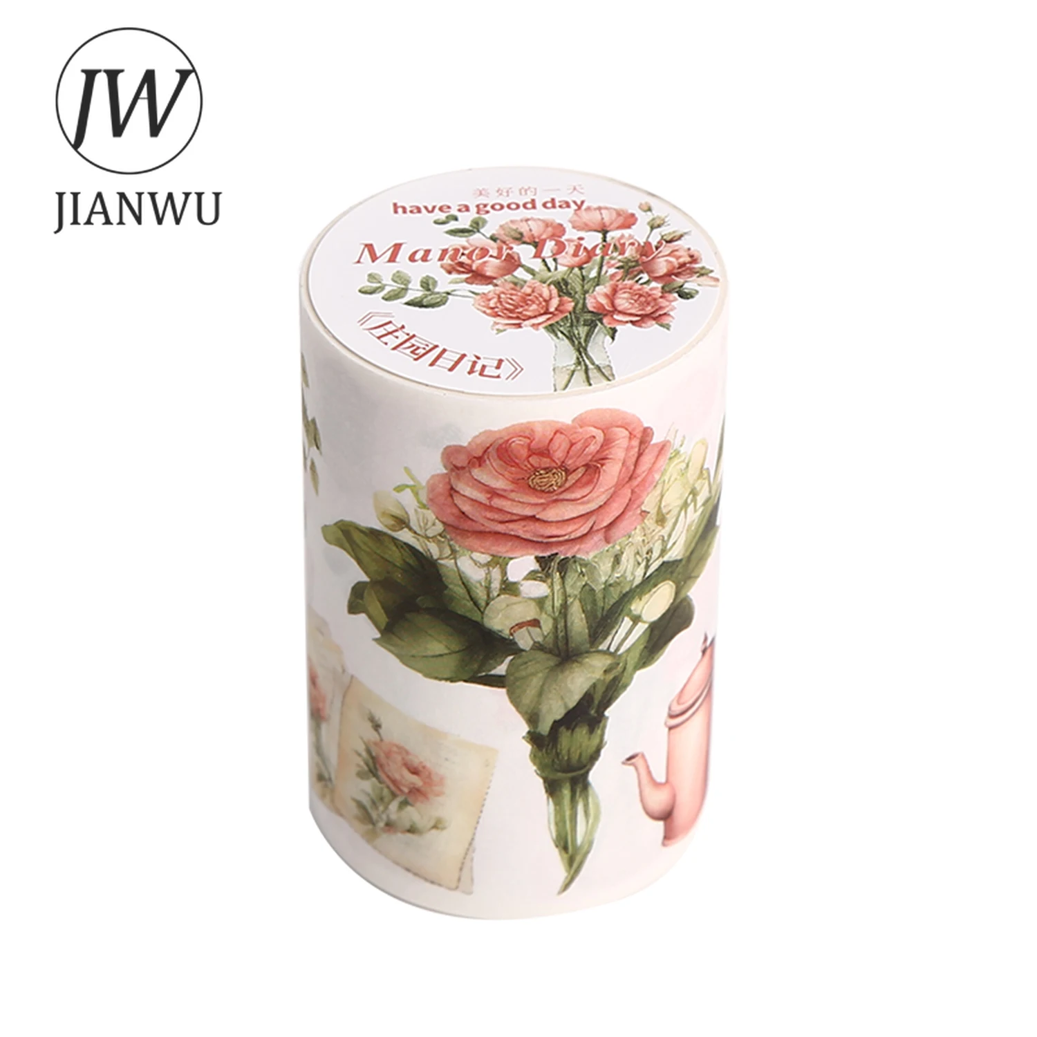 JIANWU 60mm*200cm Manor Diary Series Vintage Plant Material Washi Tape Creative DIY Journal Collage Scrapbooking Stationery