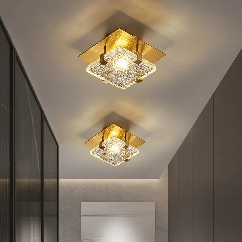 Modern Luxury Square Crystal LED Ceiling Lights Aisle Corridor Balcony Living Room Bedroom Atmosphere Indoor Decor Ceiling Lamps