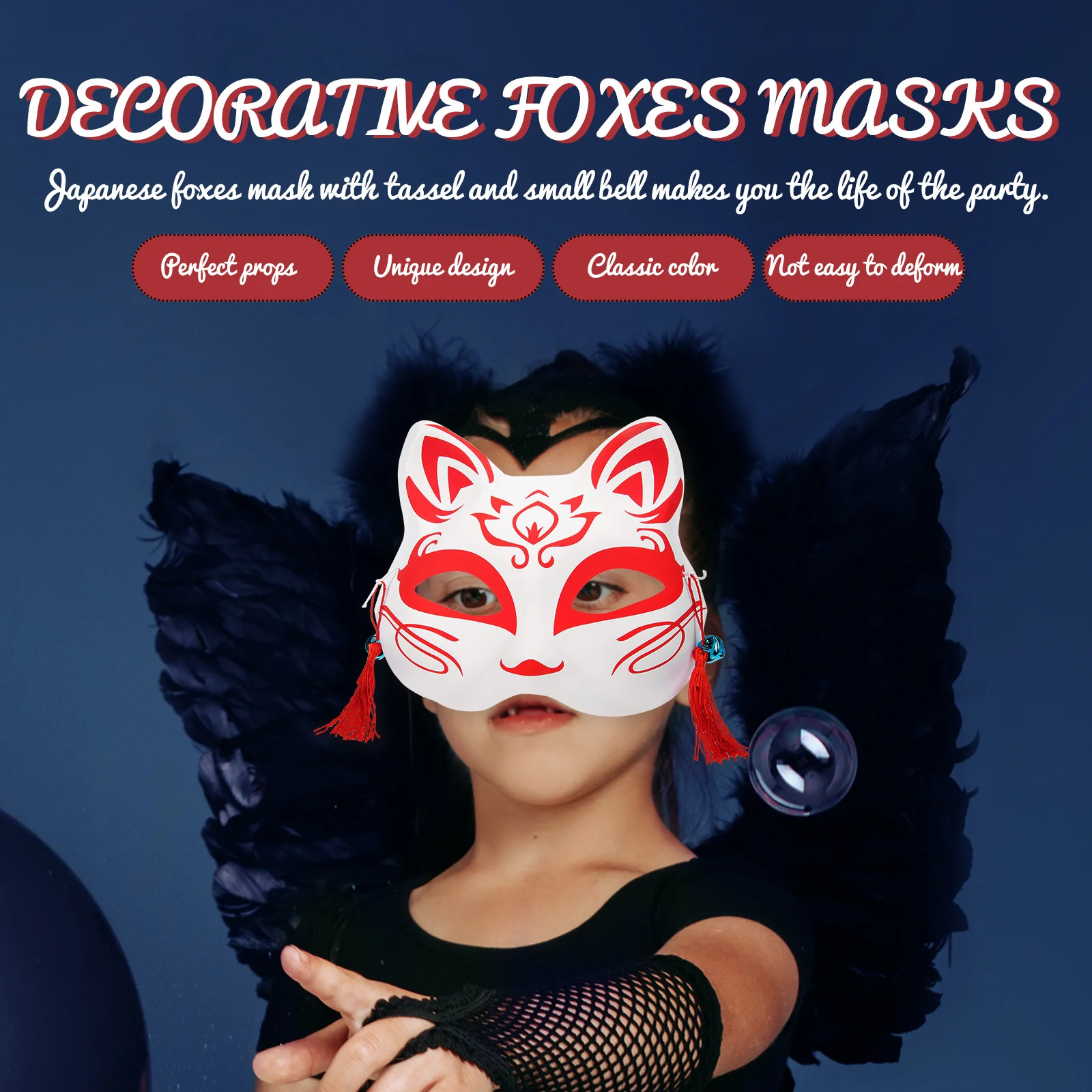 2 قطعة أقنعة الثعالب الزخرفية قابلة لإعادة الاستخدام نصف أقنعة متعددة الوظائف مهرجان الحيوان اكسسوارات نصف قناع قناع الثعالب الزخرفية #3