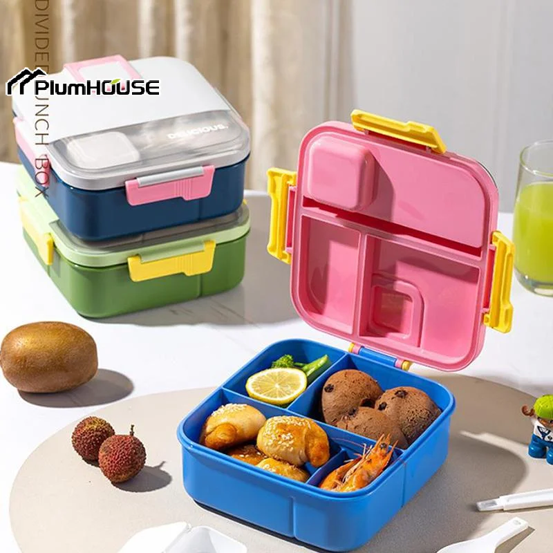 Lunch Box Food Grade Plastic Office Worker Lunch Box With Tableware Individually Sealed Portable Bento Box Salad Box