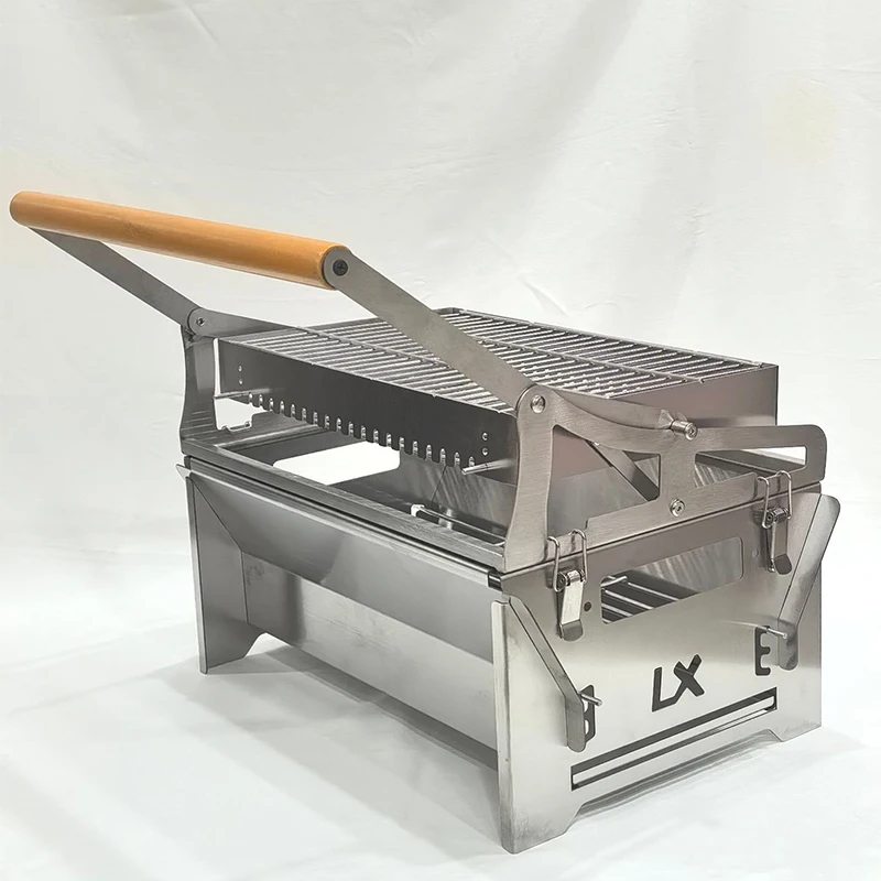 Flip-Style Grill Outdoor Camping Detachable Rotating Grid Grill Double-Sided Flip Two-Tier Top and Bottom Grilling view 3