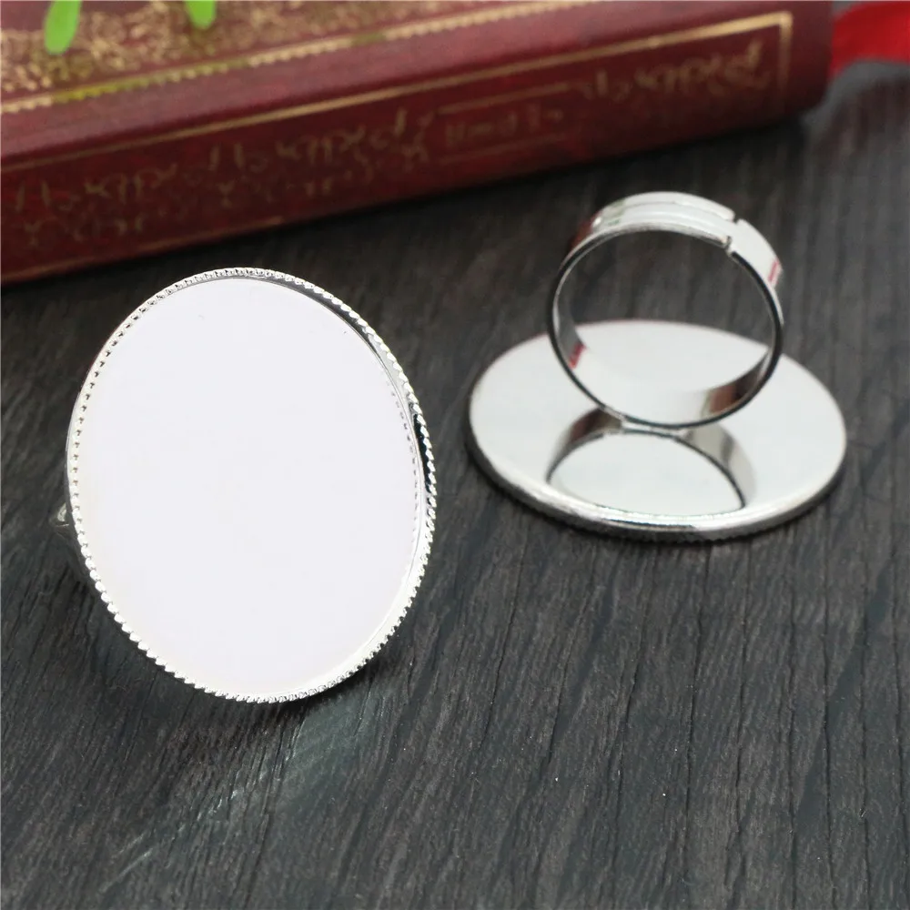 30mm 5 sztuk jasny srebrny niklowany mosiądz regulowany pierścień ustawienia Blank/podstawa, pasuje do 30mm szkło Cabochons, guziki; Pierścień ramek-K6-36