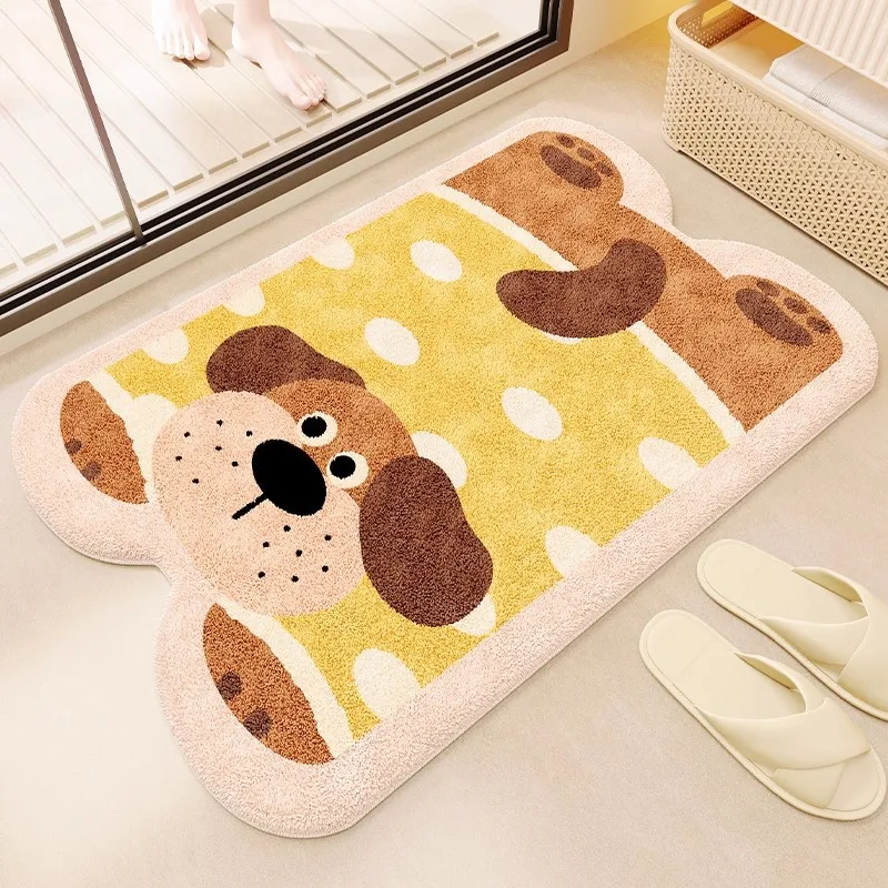 VIKAMA Tapis de sol de salle de bain, style mignon, absorbant l'eau et rafraîchissant, pour l'entrée, résistant à la saleté, décoration de la maison