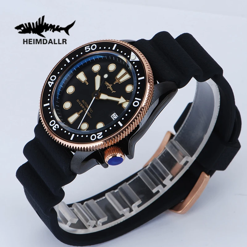 Heimdallr الفاخرة الياقوت PVD SKX007 الرجال غواص ساعة NH35 السيراميك الحافة مطلي حالة الأعمال التلقائي الميكانيكية ساعة 20Bar