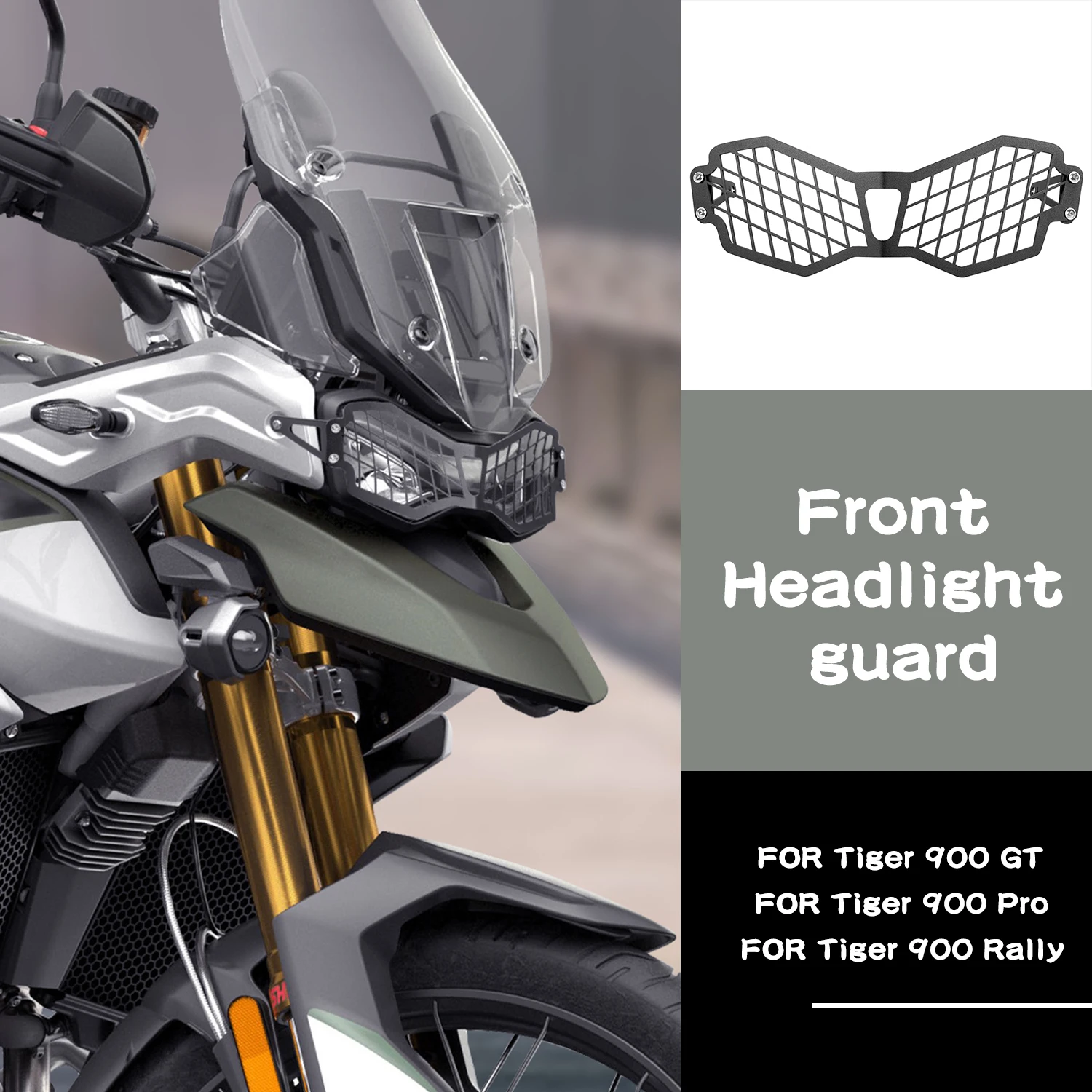 

For Triumph Tiger 900 Rally GT PRO 2020 2021 Headlight Grill Headlamp Grille Cover Guard Protector Motorcycle Accessories Black