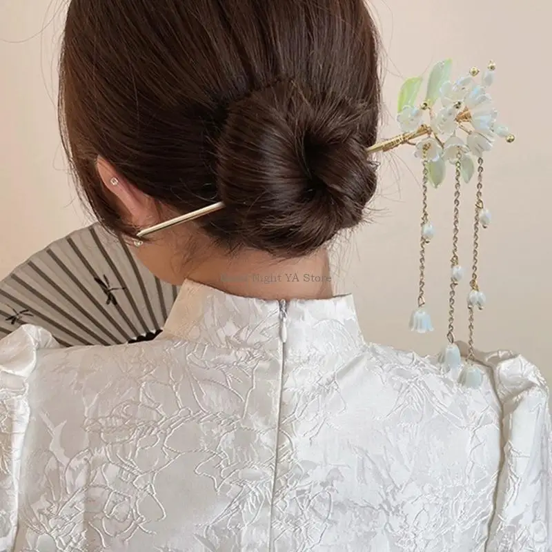 Rambut Elegan Tongkat Desain Cina Kuno Hairpin Logam Untuk Pesta Pernikahan Wanita
