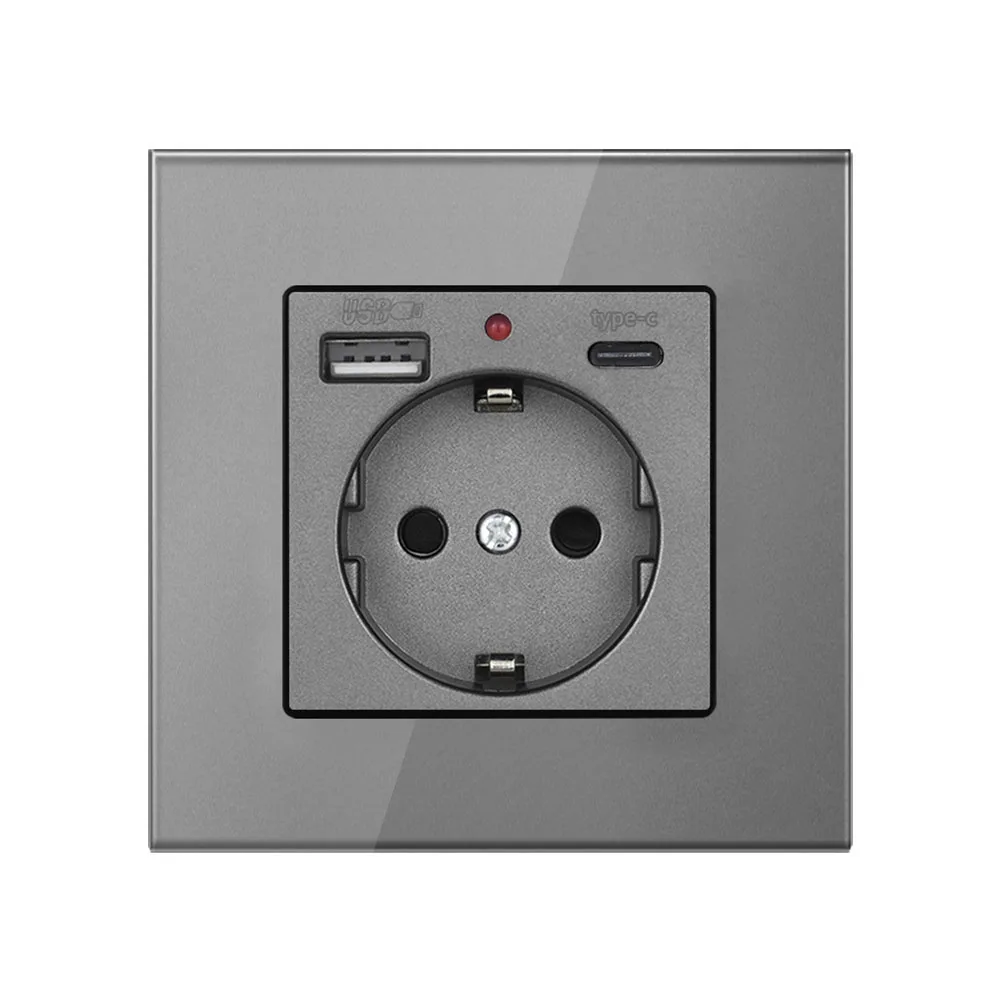82mm Dimension EU Wall Socket Flush-Mounted Socket Electric Shock Protection Fireproof Material High-quality Materials