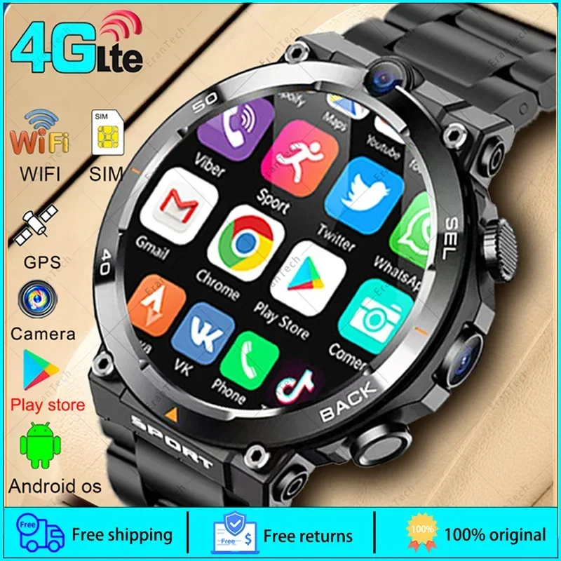 

2024 New Stylish 4G LTE Android Smartwatch for Men & Women - Dual Cameras/Wifi. 4G SIM. GPS. Download Apps.