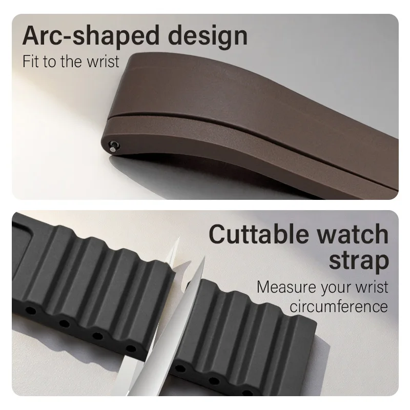 Hot-Selling Liquid Silicone Universal Watch Strap 20/22mm Submariner Series Universal Cuttable Folding Buckle Silicone Watch Strap