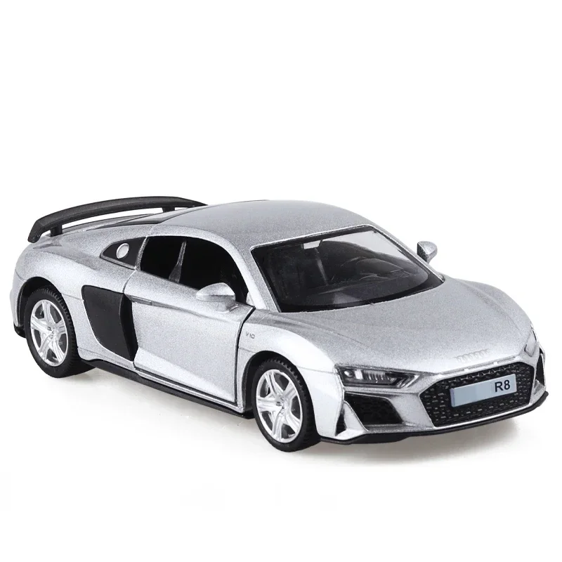 1:36 rmz modelo de carro diecasts & veículos de brinquedo r8 liga de metal simulação carro esportivo puxar para trás brinquedos para crianças presentes de aniversário