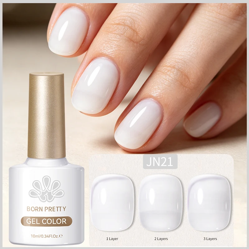 BORN PRETTY 1/6 Stück Jelly Nude UV-Gel Nagellack Set Hellrosa Oval Glänzend Salon DIY Semi-Permanent Abziehbarer UV-LED-Gel-Lack – Detail 6