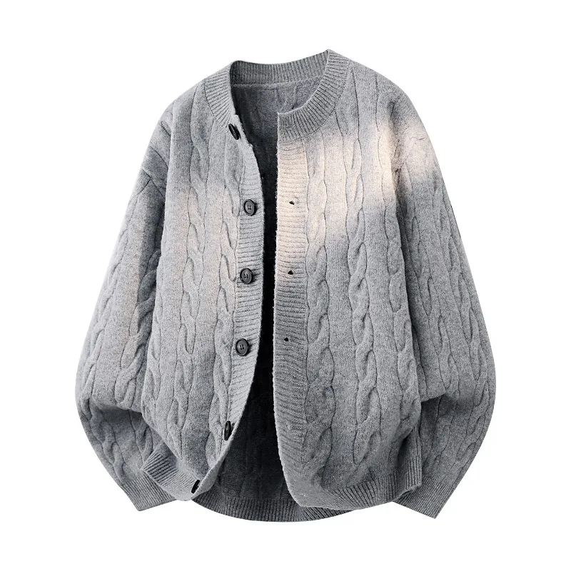 

Мужской однотонный кардиган с круглым вырезом и длинными рукавами на пуговицах, модный свитер, куртка, топ