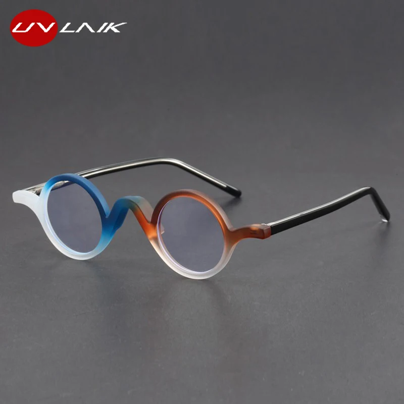 Retro Small Round Glasses Frame Unisex TR90 Frosted Rainbow Color Circular Eyeglasses for Men Women Anti Blue Light Eyewear