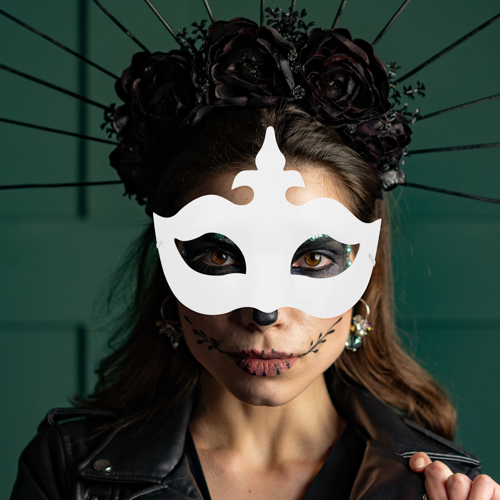 6 قطعة أقنعة ورقية بيضاء مرسومة باليد فارغة للحفلات التنكرية ملحقات تنكرية غير مطلية لتزيين الحفلات والنشاط المدرسي #3