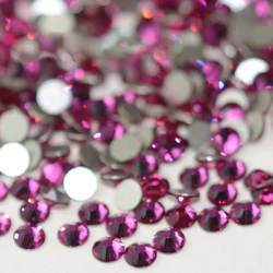 Fuchsia High Quality Glass Rhinestones Crystal Flat Back Flatback Strass Stones Nail Art DIY Crafts Decorations