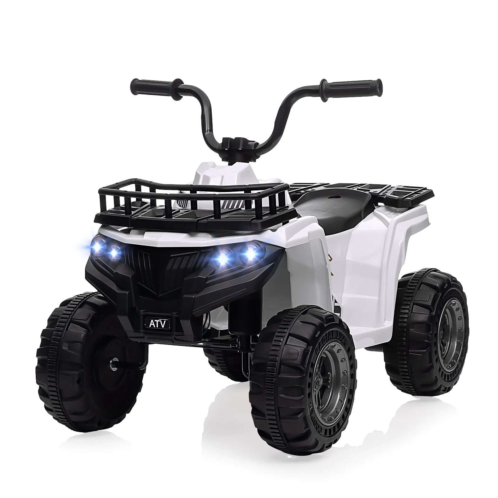 Elektrische rit op auto voor kinderen, 12V ATV-speelgoed op batterijen voor peuters met LED-verlichting, muziek, hoge/lage snelheidsinstellingen