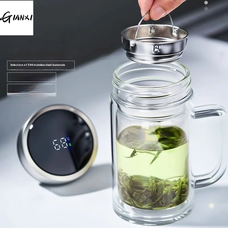 GIANXI 550ML Transparent Espresso Cups Portable Handle Coffee Mug Home And Kitchen Drink Items Tea Cup Glassware Glass Cups