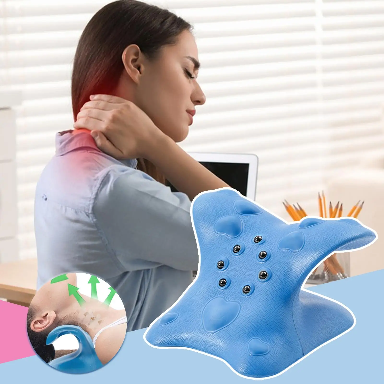 

NEW Neck Shoulder Stretcher Relaxer Cervical Chiropractic Traction Device Pillow for Pain Relief Cervical Spine Alignment Gift