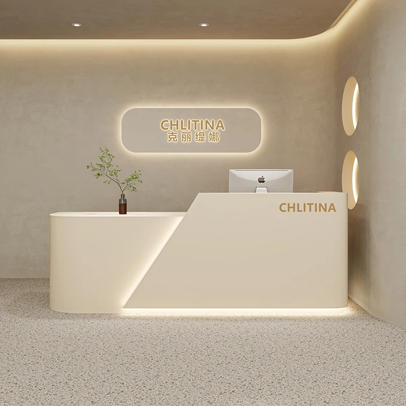 Luxury Reception Desks Nordic Cream Style Outfit Shop Checkstand Shop Counter Beauty Salon Office Furniture Приемный Стол FYRD