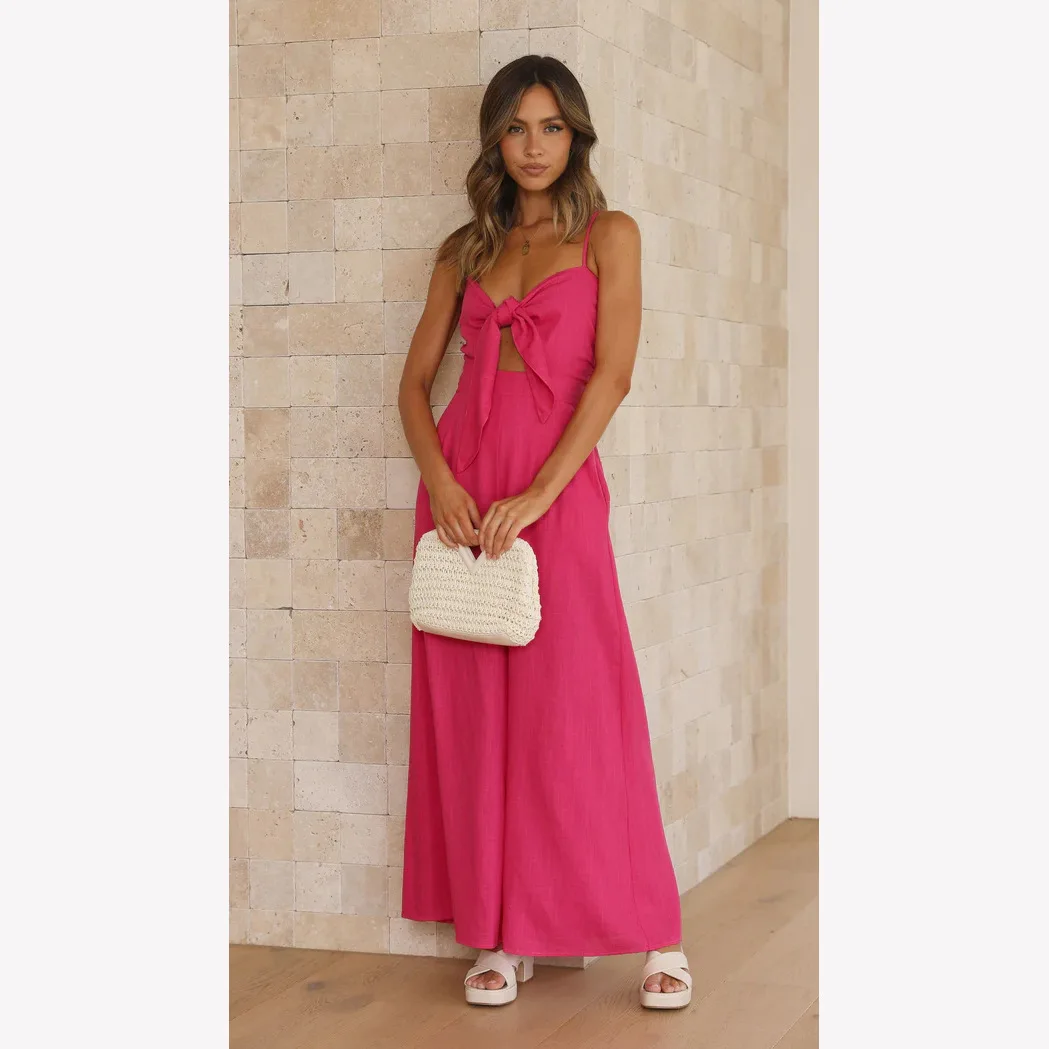 

25 Year Casual Style New Lace Up Suspender Trendy Jumpsuit 23041