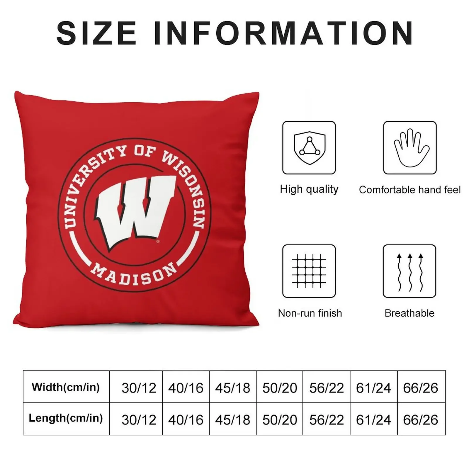 UW-Madison Throw Pillow Decorative Cushions For Luxury Sofa Christmas Covers For Cushions pillow