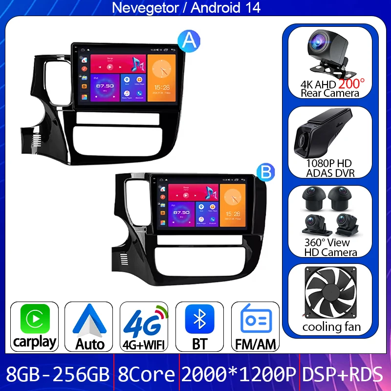 

For Mitsubishi Outlander 3 GF0W GG0W 2012 - 2018 Car Radio Android Auto Multimedia Video Player GPS Navigation WIFI No 2din DVD