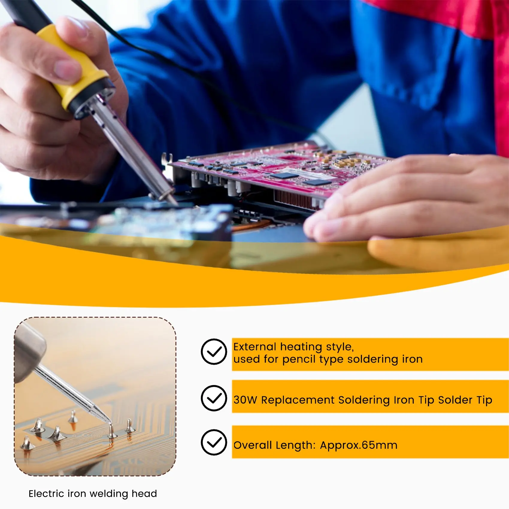 ABGQQ 30W Replacement Soldering Iron Tip Solder Tip
