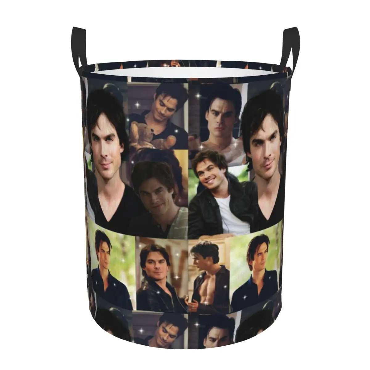 

Custom Damon Salvatore The Vampire Diaries TV Show Laundry Hamper Large Clothes Storage Basket Stefan Salvatore Collage Toys Bin