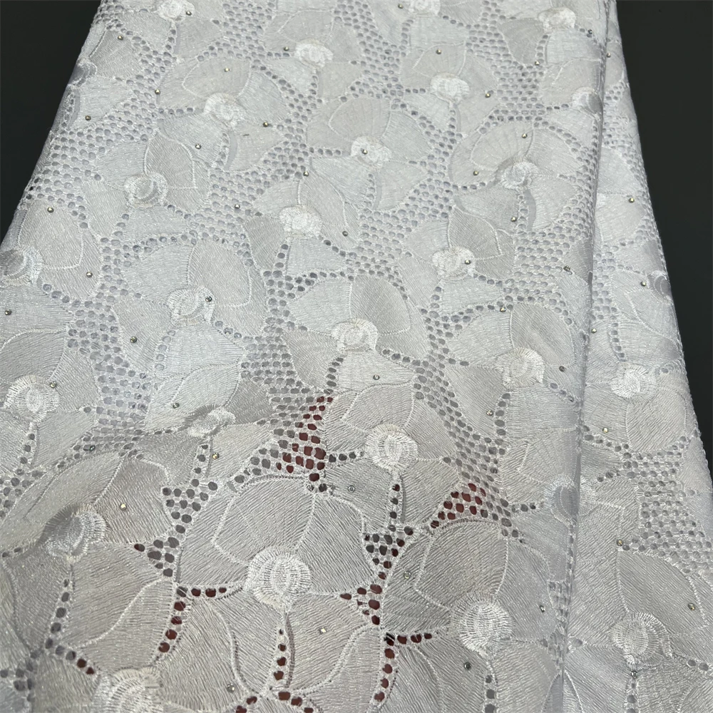 Nigerian Cotton Lace Fabric 2024 Embroidered Swiss Voile Lace in Switzerland For Sew Woman Wedding Dress