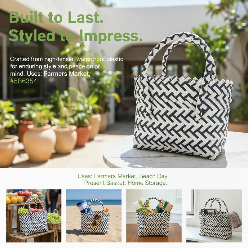 Colorful Woven Hand-Held Basket Set for Weddings with Small Dish Feature Perfect Holiday Gift Bath Accessories